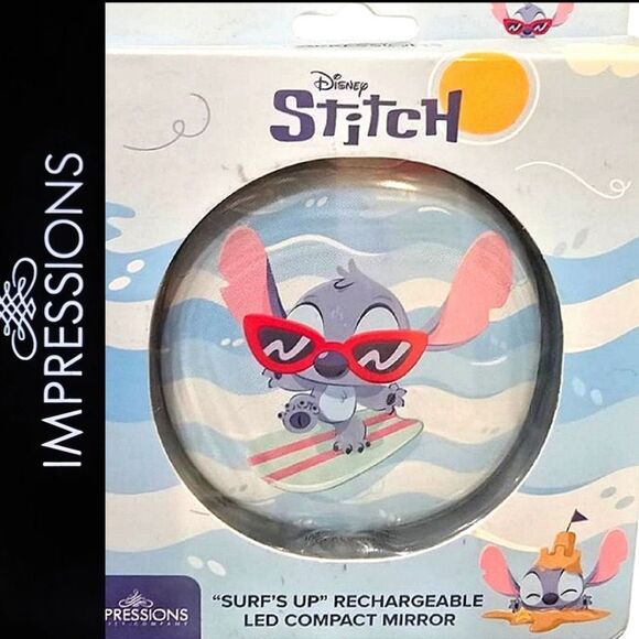 Impressions X Stitch Surf's Up Rechargable LED Compact Mirror - Picture 1 of 5